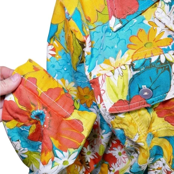 Norm Thompson Bright Floral Jean Jacket - Picture 6 of 13